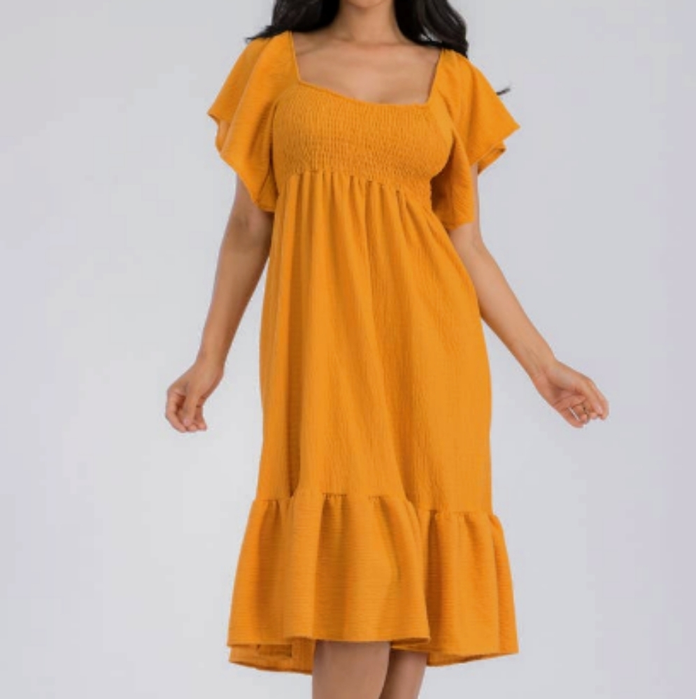 Flutter Sleeves Smocked Dress
